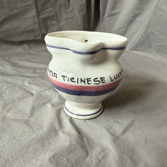 Vintage "Locanda Ticinese Lucerna" Restaurant Swiss Ceramic Creamer Dish 4" Tall - Picture 3 of 10